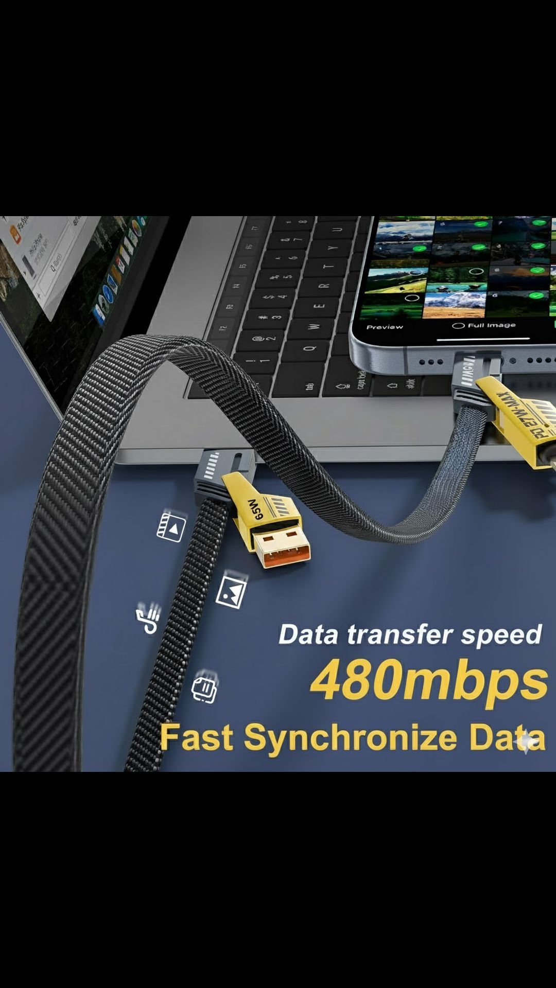 Multi Charging Cable with Type C Lightning and Type A Connector  4