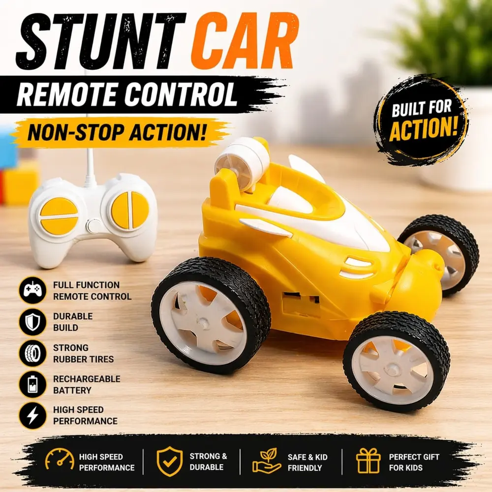 RC Stunt Car for Kids 360 Spins 4WD Monster Truck with LED Lights USB Rechargeable Rock Crawler Off Road Vehicle Shockproof Design 4