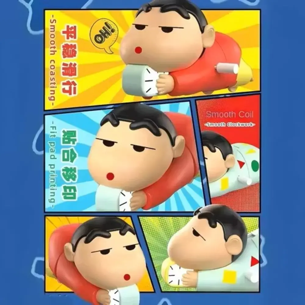 Shinchan Manual Clockwork Toy Anime 5CM Character Styling Crawling Flat Push Children Toy Moving Birthday Gift Figure Red  3