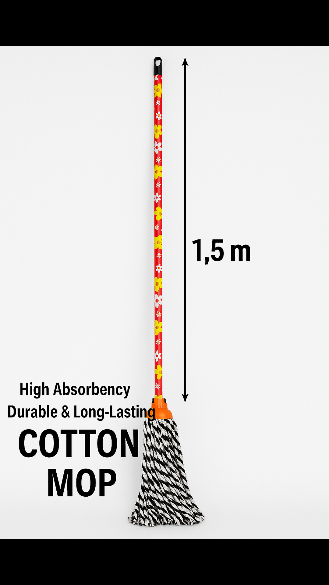 Cotton refill mop with wooden stick