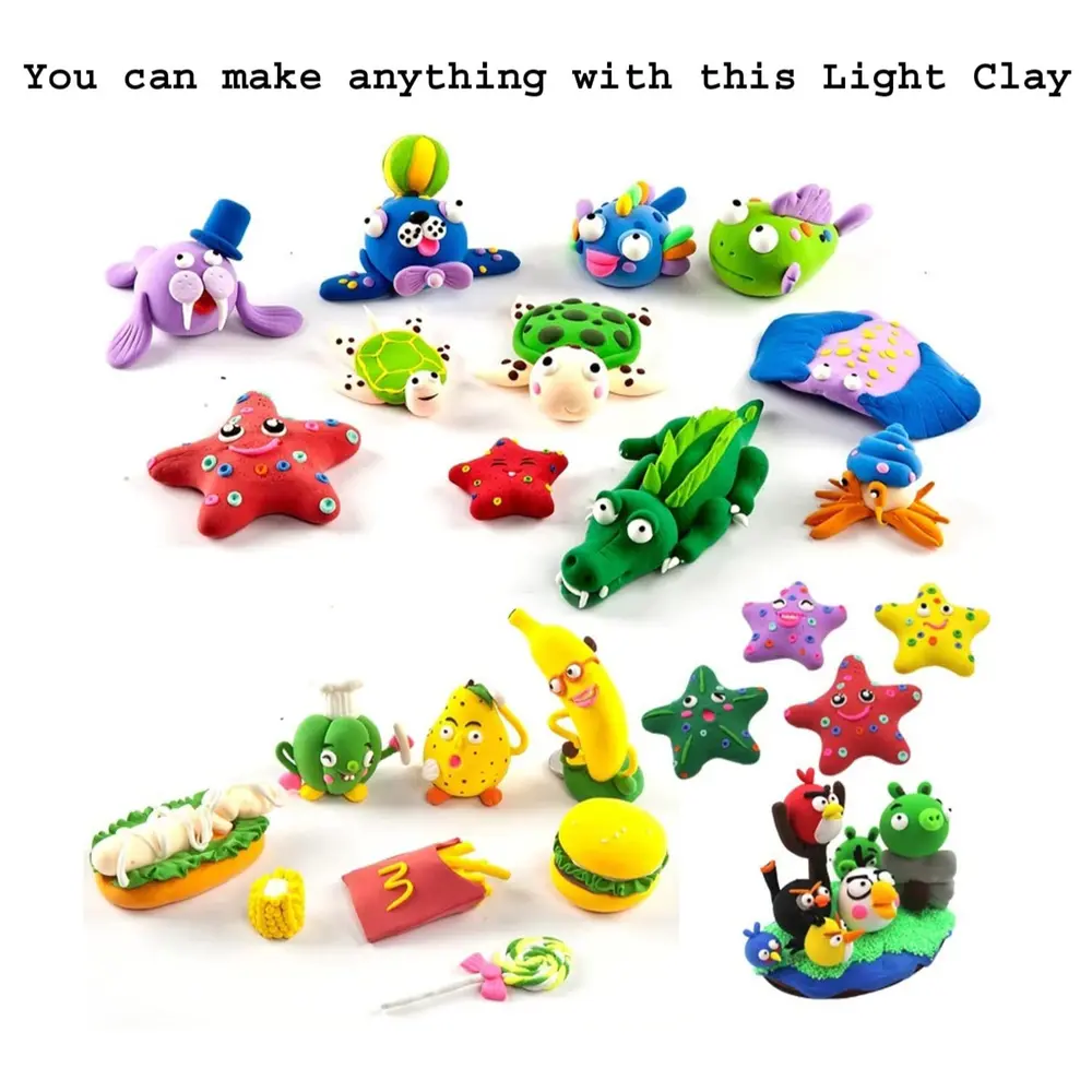 12 Colors Air Dry Modeling Clay Set with 3 Sculpting Tools | Soft DIY Clay for Kids Art & Craft 4