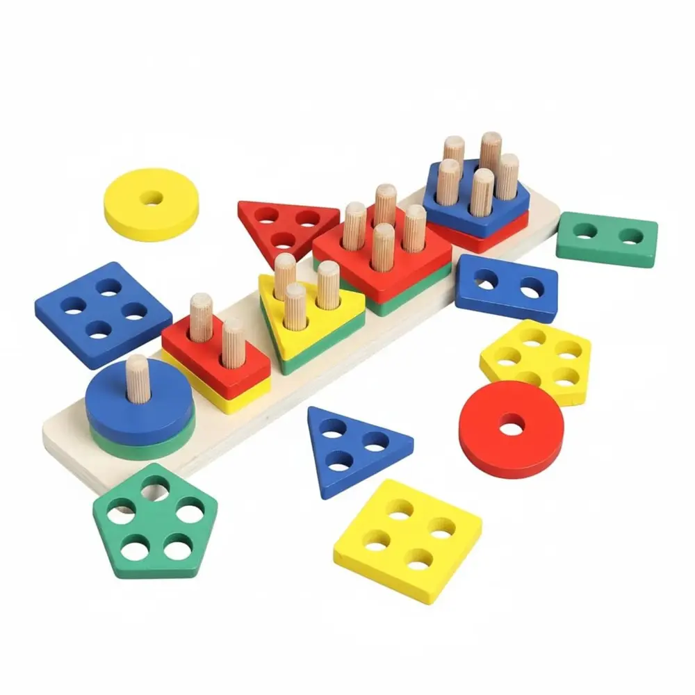 Angle Geometric Stacker Shape Sorter Blocks,Educational Intelligence Early Learning Column Puzzle Stacking Toy Set for Todder Kids