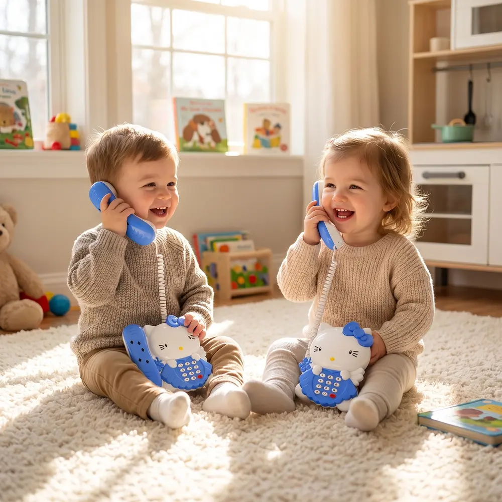 Kitty Style Musical Telephone Toy for Kids | Battery Operated Light & Sound Toy Phone 5